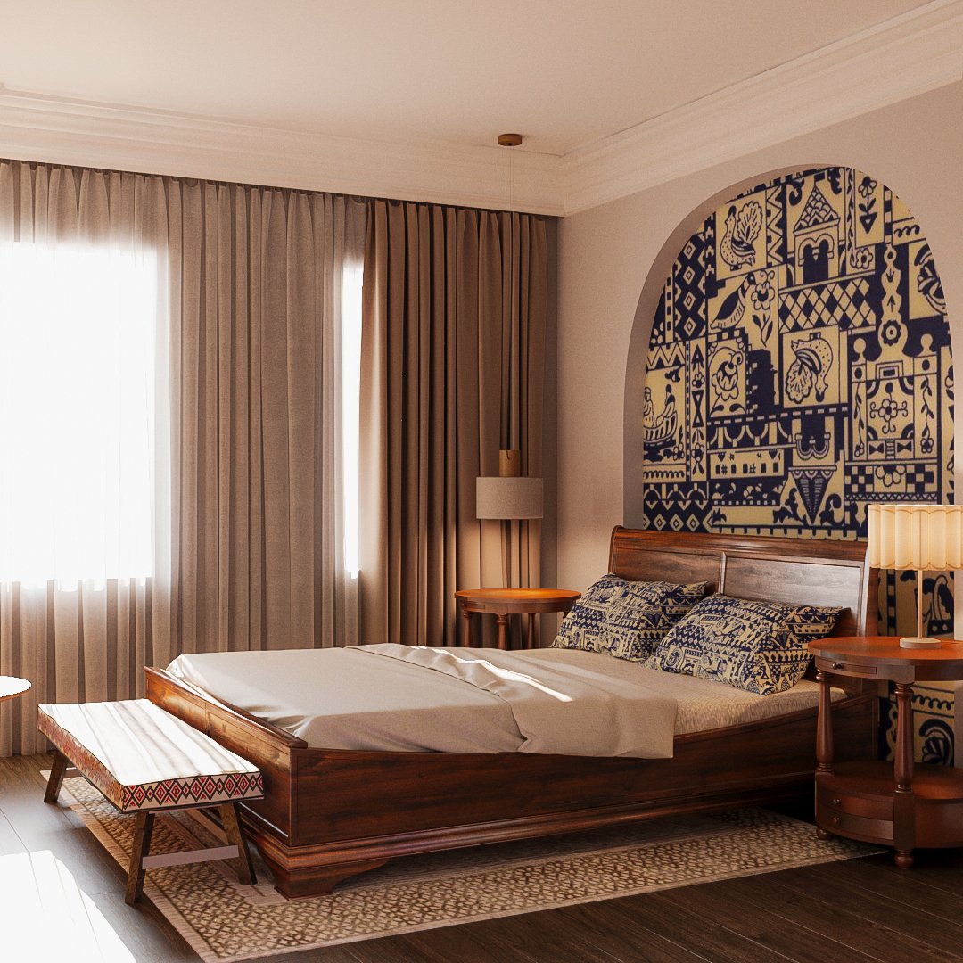 Создание интерьера для гостиничного номера (два вариант жилого пространства и санузел)