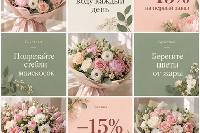 Демо-концепт (вымышленный бренд): лента соцсети цветочного магазина