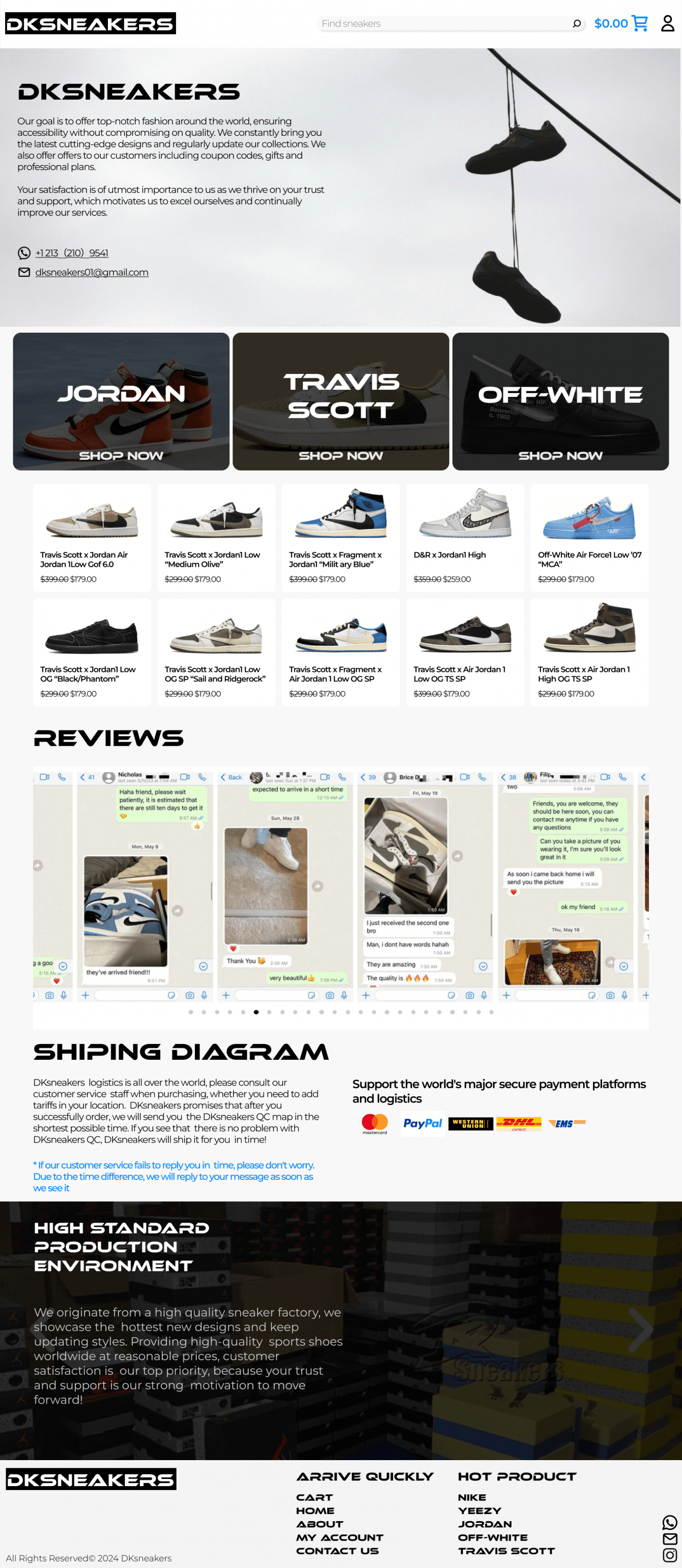 Дизайн сайта для магазина кроссовок(США)