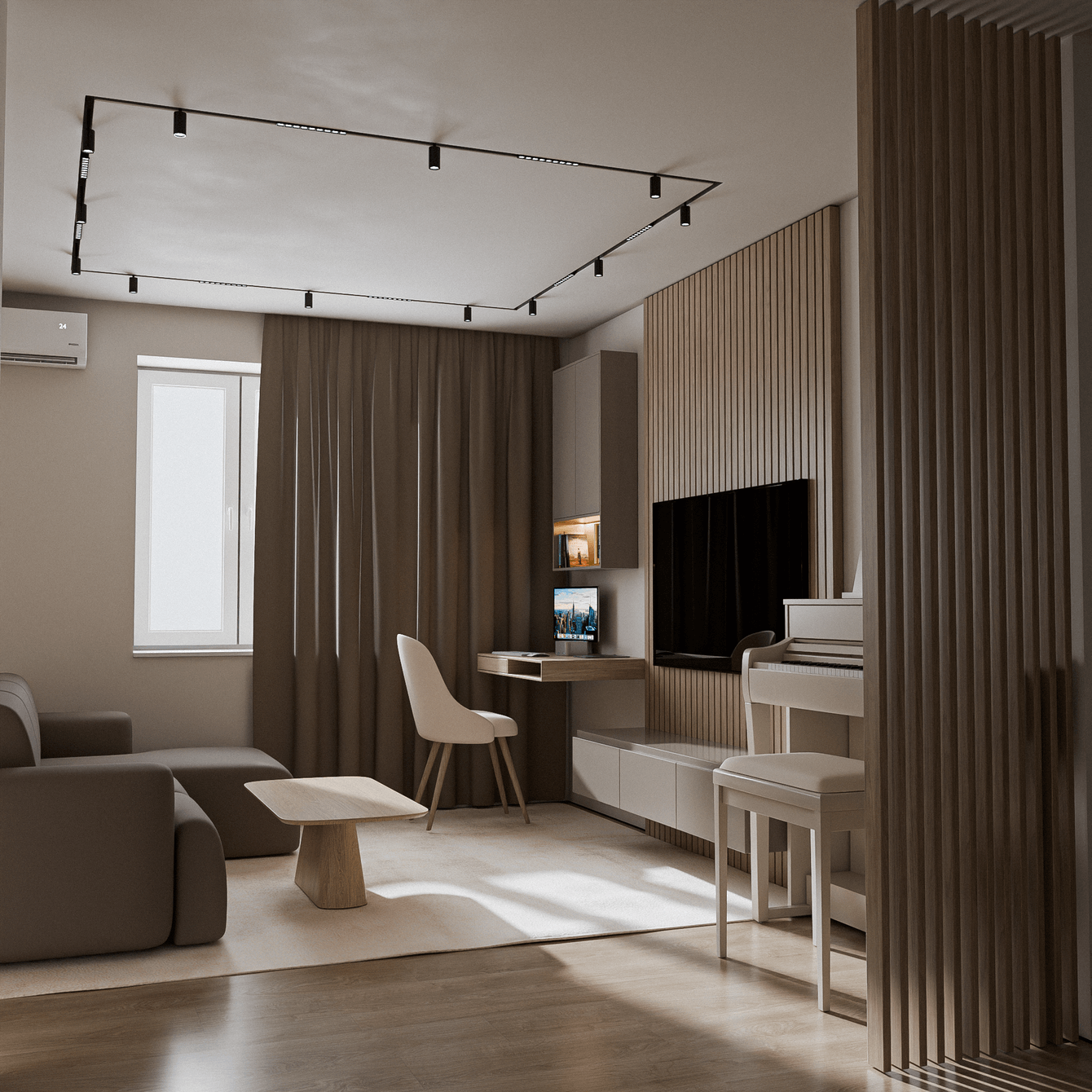 Дизайн-визуализация зала и кухни