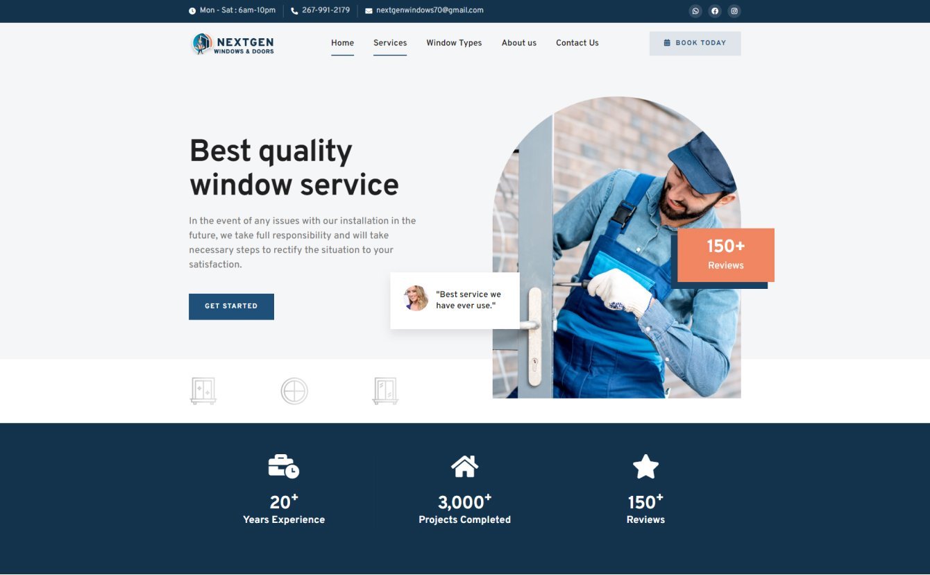 Лендинг для компании по установке окон и дверей