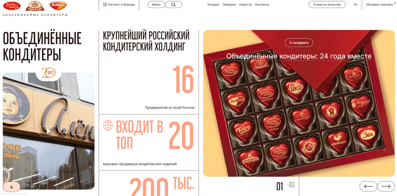 Разработка бэкенда для корпоративного сайта Объединенных кондитеров