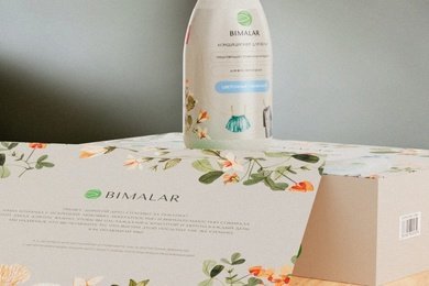 Разработка фирменного стиля Bimalar, 3D упаковки в виде тар для продукции, дизайн этикеток