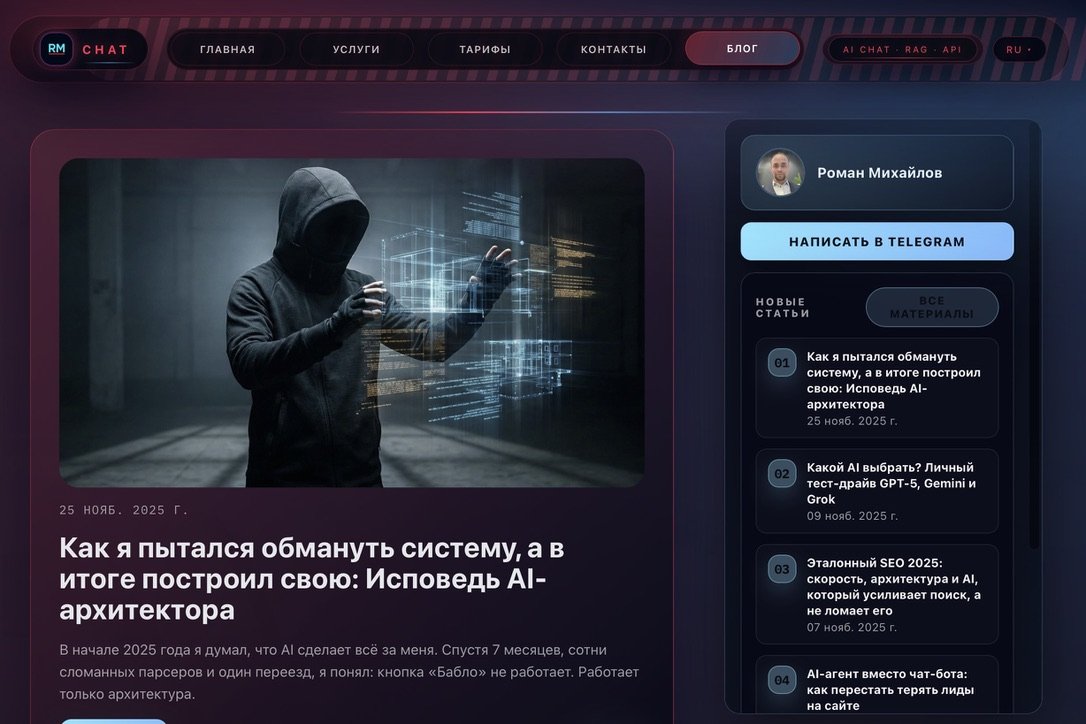 Smart Сайт на Astro FastAPI: Мгновенная загрузка + RAG-интеллект