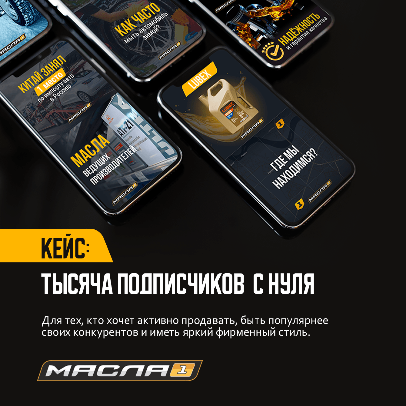 Магазин масел:  1000 подписчиков с нуля