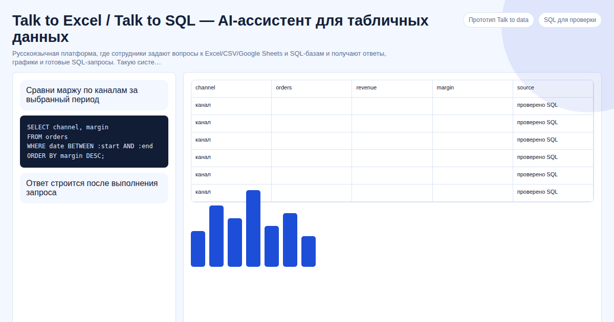 Прототип AI-ассистента для Excel и SQL на русском языке