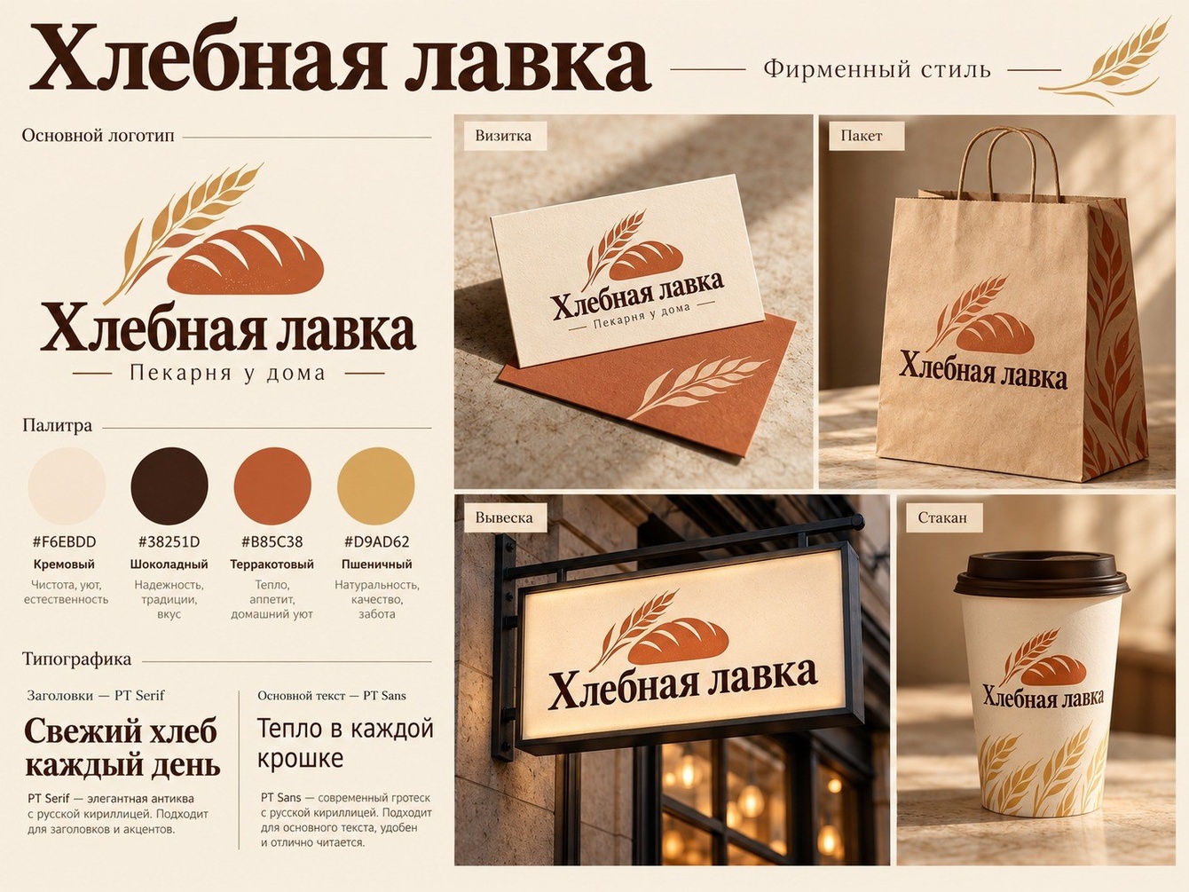 Демо-концепт (вымышленный бренд): фирменный стиль пекарни