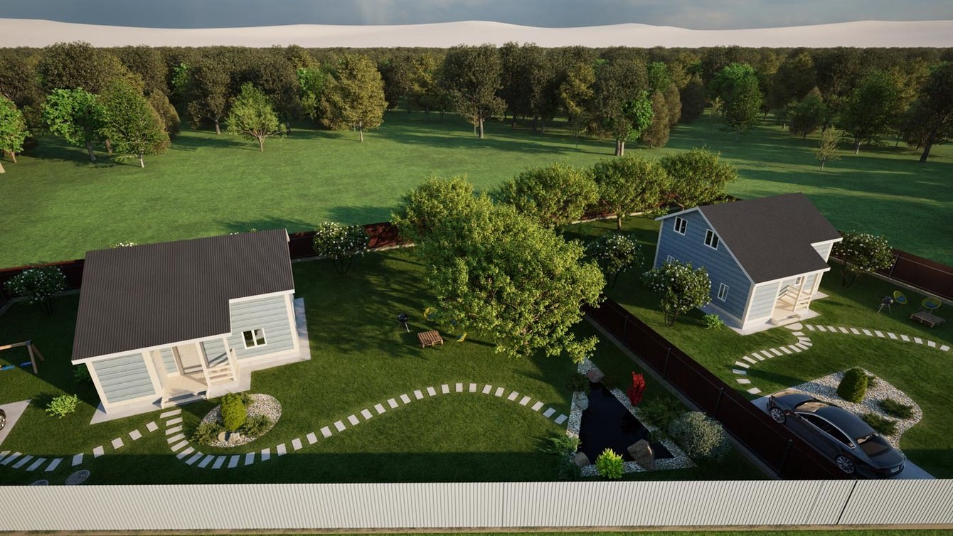 Ландшафтный дизайн 740 кв.м. (Визуализация и благоустройство)