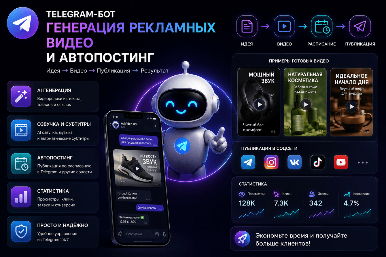 Telegram-бот для генерации рекламных видео и автопостинга