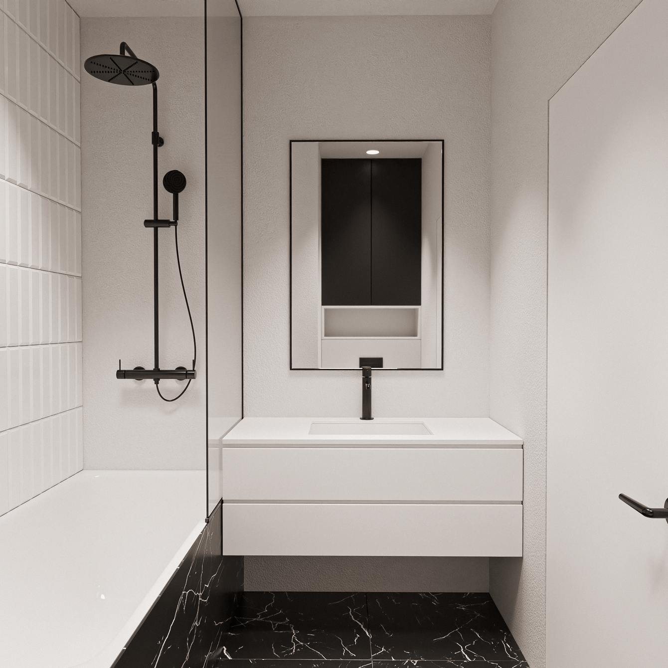 Визуализация санузла (белая плитка)