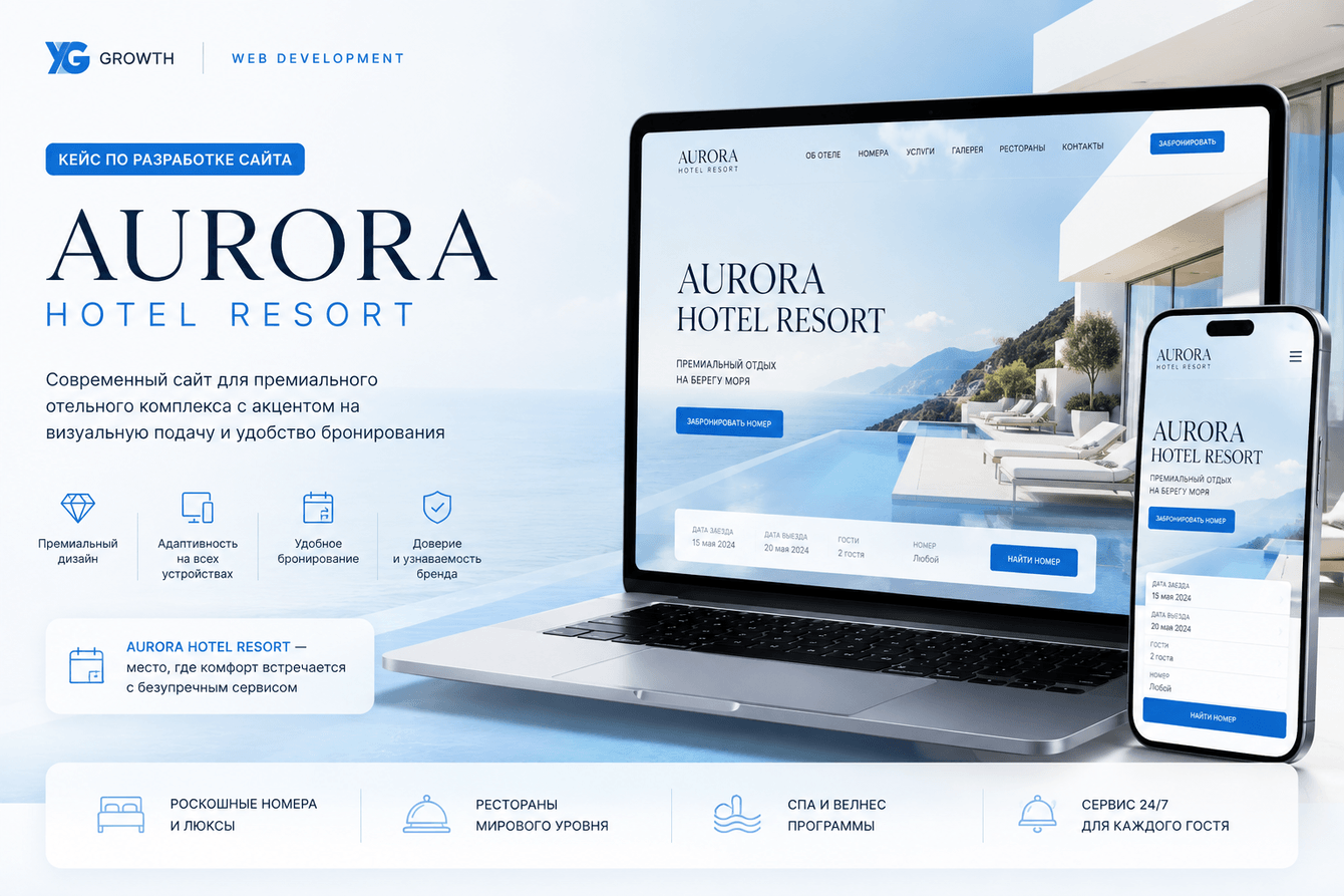 Разработка премиального сайта для отельного комплекса Aurora Hotel Resort