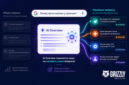 Почему AI Overview чаще появляется на нишевых вопросах, чем на общих — и что это меняет в стратегии