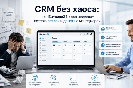 CRM без хаоса: как Битрикс24 останавливает потерю заявок и денег на менеджерах.