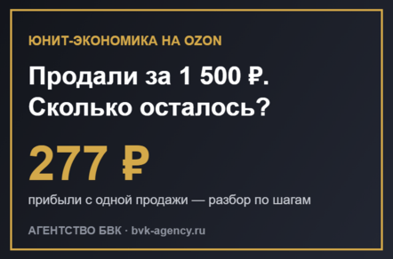 Юнит-экономика на Ozon: как посчитать прибыль с одной продажи (пример с цифрами)