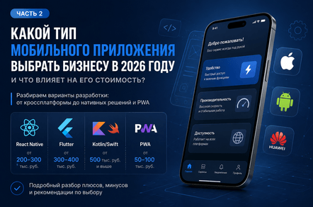 Какой тип мобильного приложения выбрать бизнесу в 2026 году и что влияет на его стоимость? Часть 2