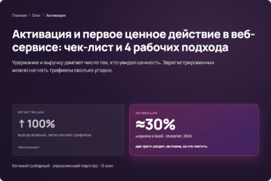 Активация и первое ценное действие в веб-сервисе: чек-лист и 4 рабочих подхода