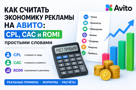 Как считать экономику рекламы на Авито: CPL, CAC и ROMI простыми словами