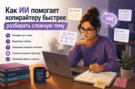 Как ИИ помогает копирайтеру быстрее разбирать сложную тему