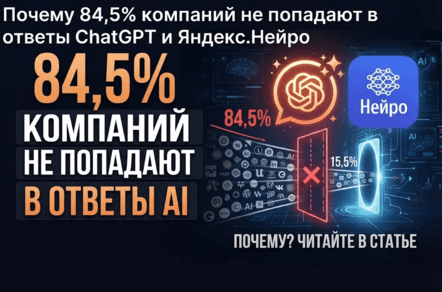 Почему 84,5% компаний не попадают в ответы ChatGPT и Яндекс.Нейро
