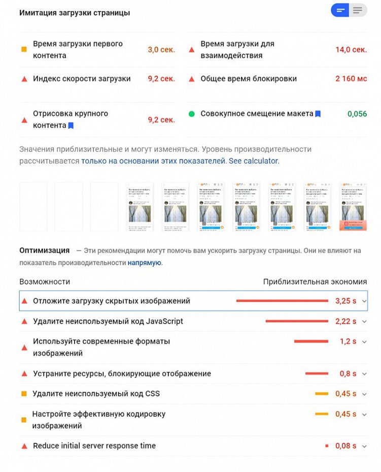 Ошибки сайта: скрытые и большие изображения, лишнее JavaScript и CSS-коды